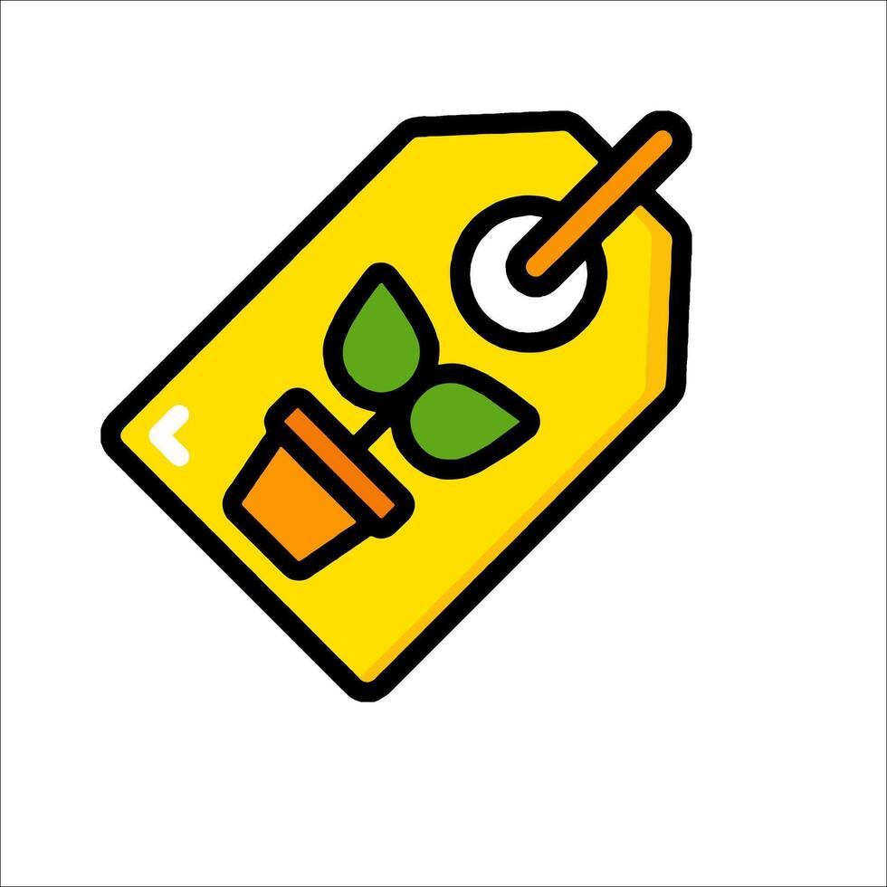 A yellow tag with a plant on it vector