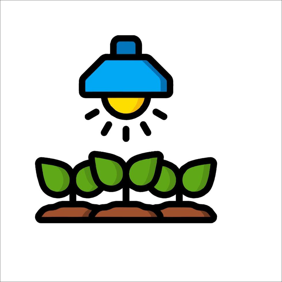A light bulb is shining over a plant vector