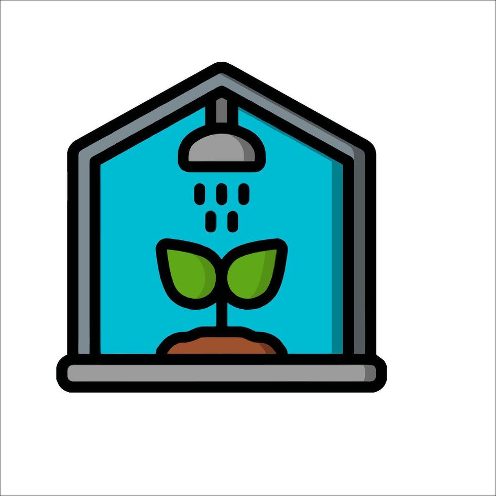 A plant growing inside a house with a shower vector