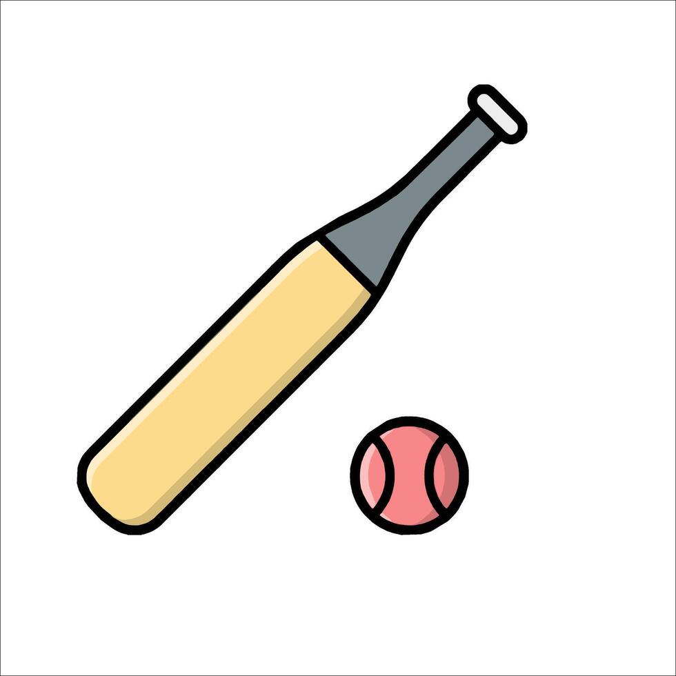 A cricket bat and ball icon on a white background vector