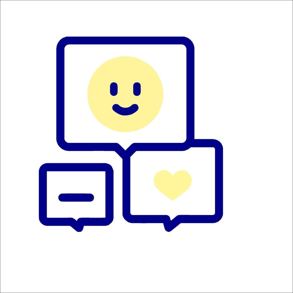 A smiley face and two speech bubbles with a heart vector