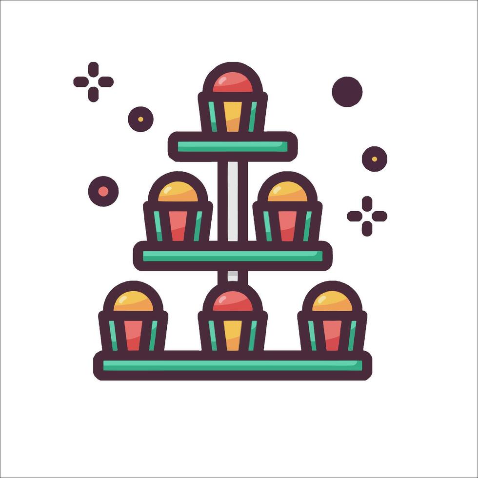 A cake stand with cupcakes on it vector