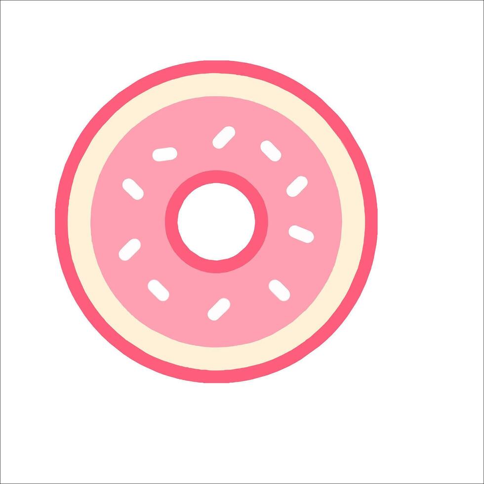 A pink donut with a white background vector