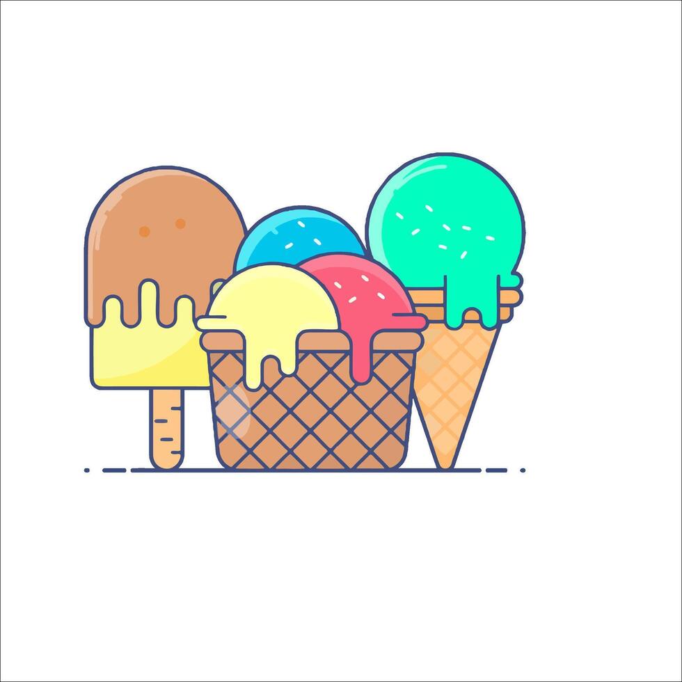 Ice cream icon with colorful ice cream vector