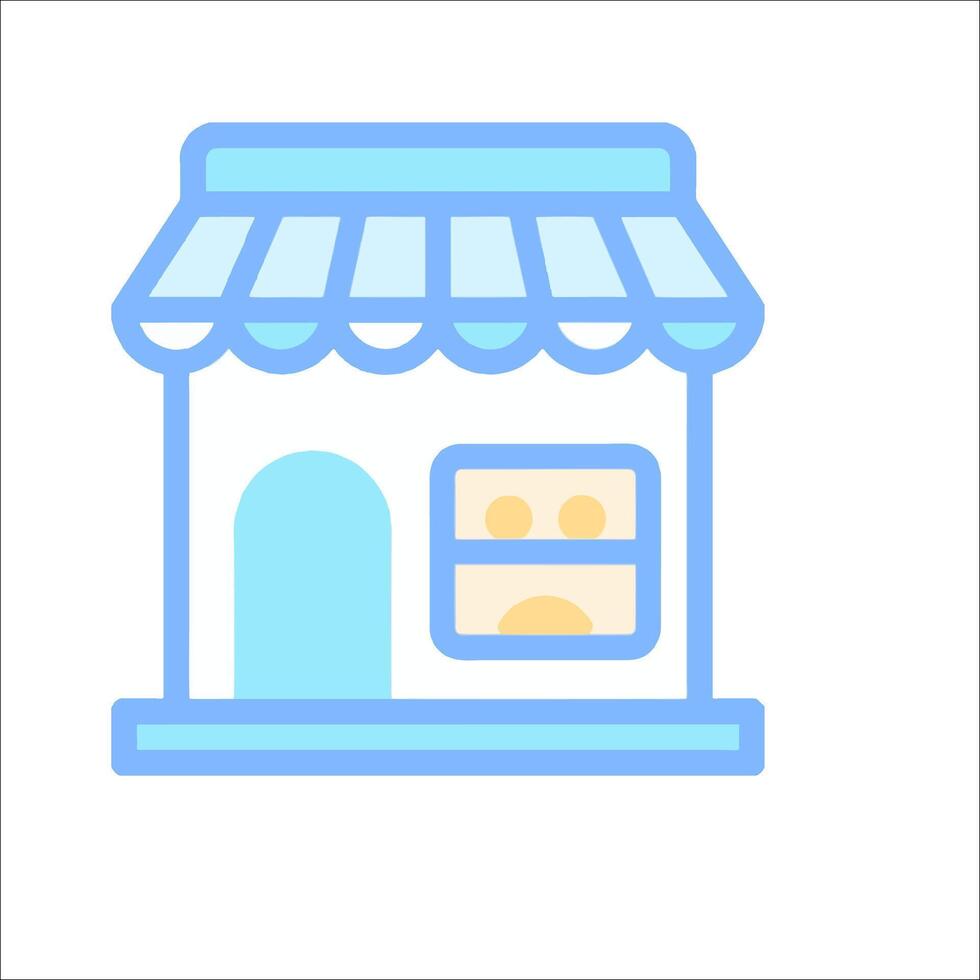 A blue and white icon of a store vector