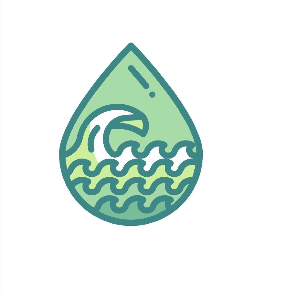 Water drop icon with waves and a bird vector