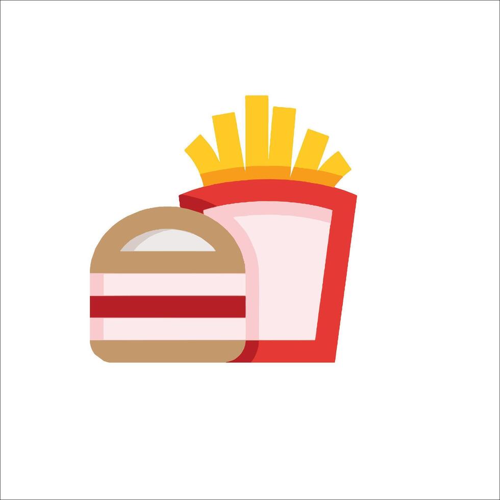 A hamburger and fries icon on a white background vector