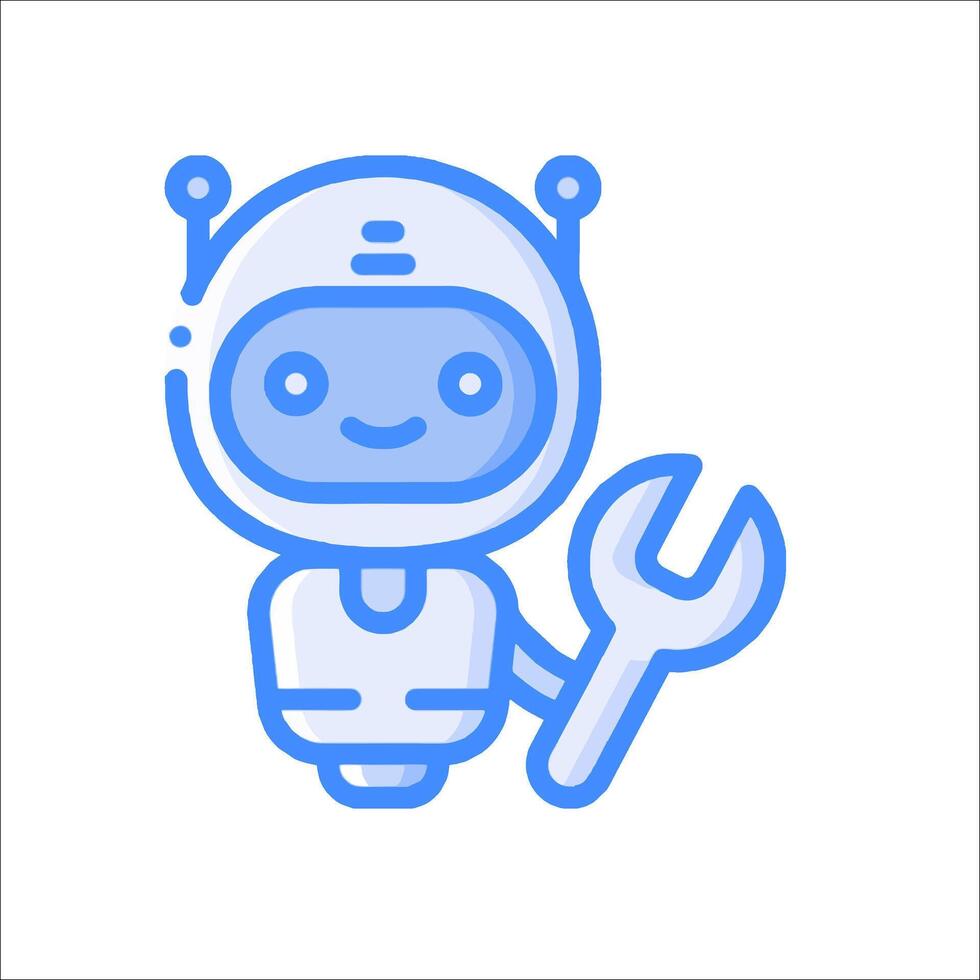 A robot holding a wrench in its hand vector