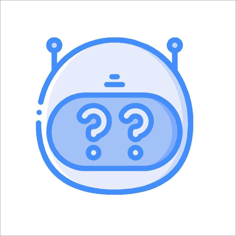 A robot with question marks on it vector