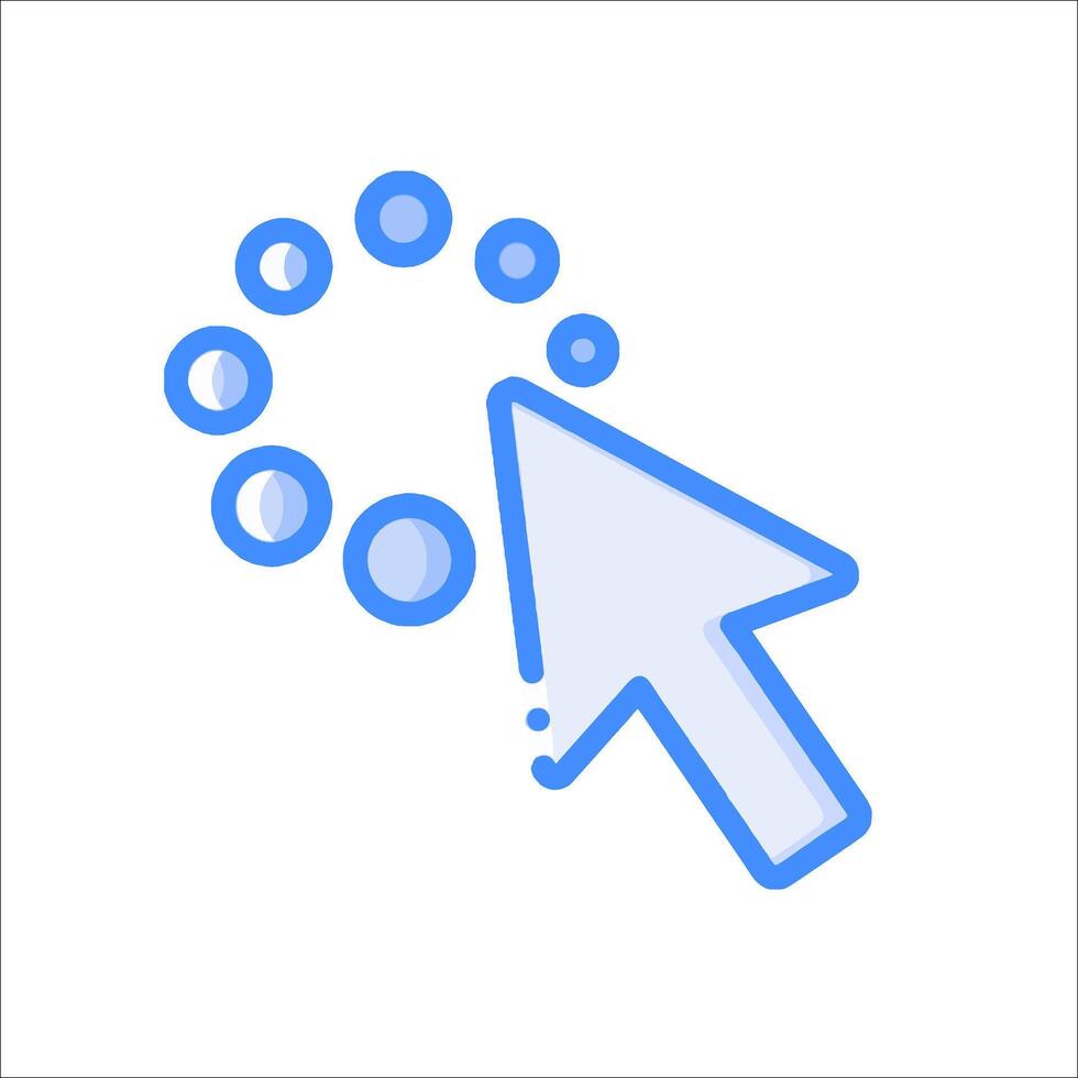 A blue arrow pointing to a bubble icon vector