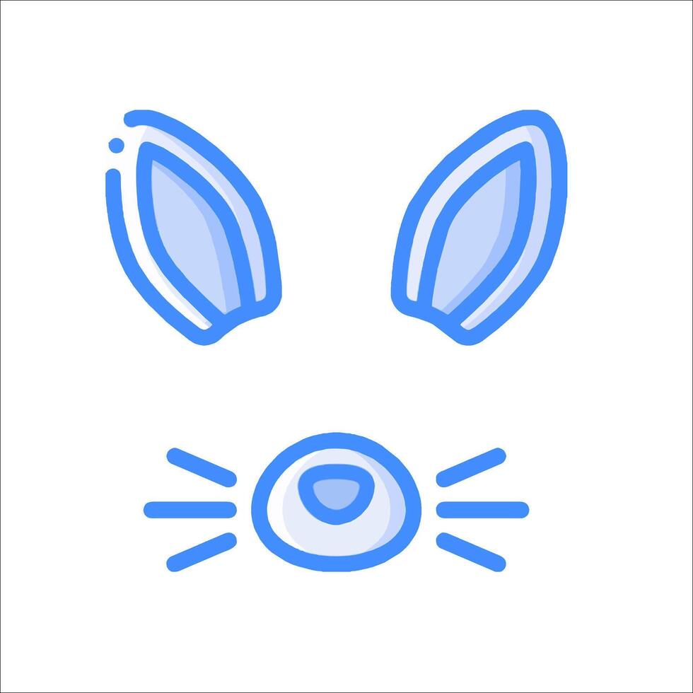 A blue bunny face with ears and nose vector