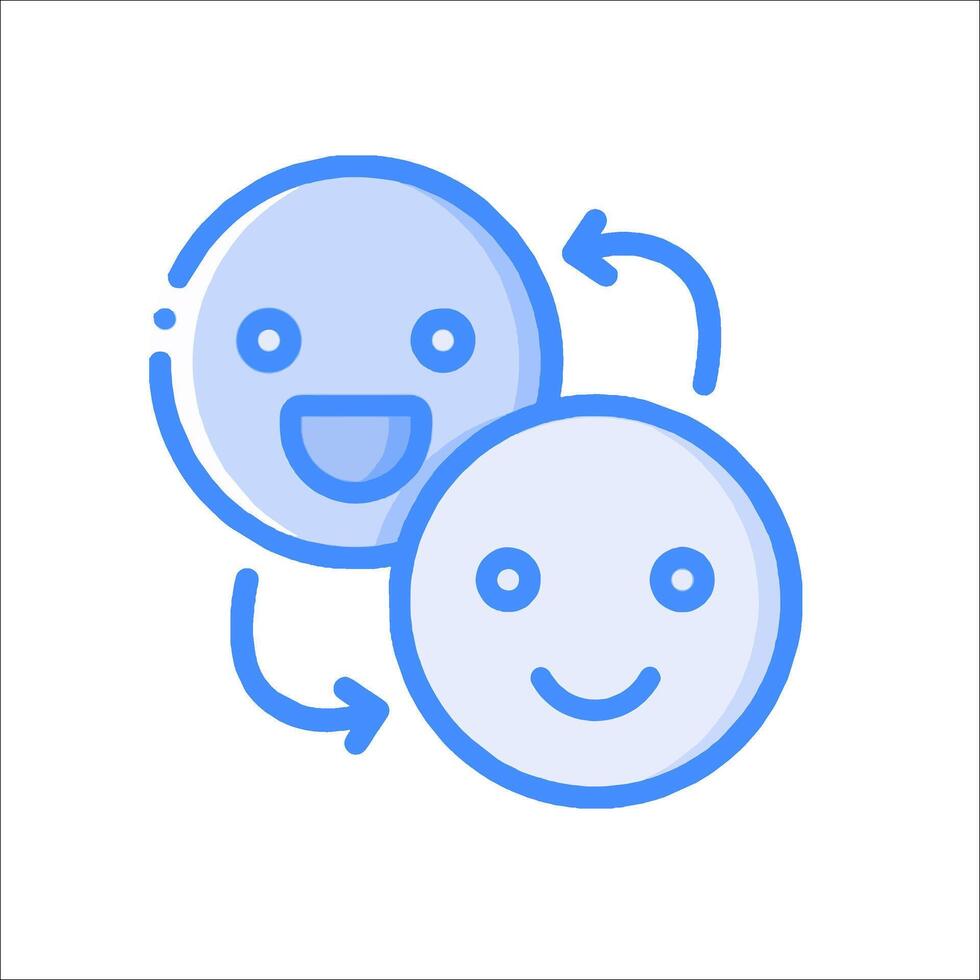 Two smiling faces with a circle around them vector