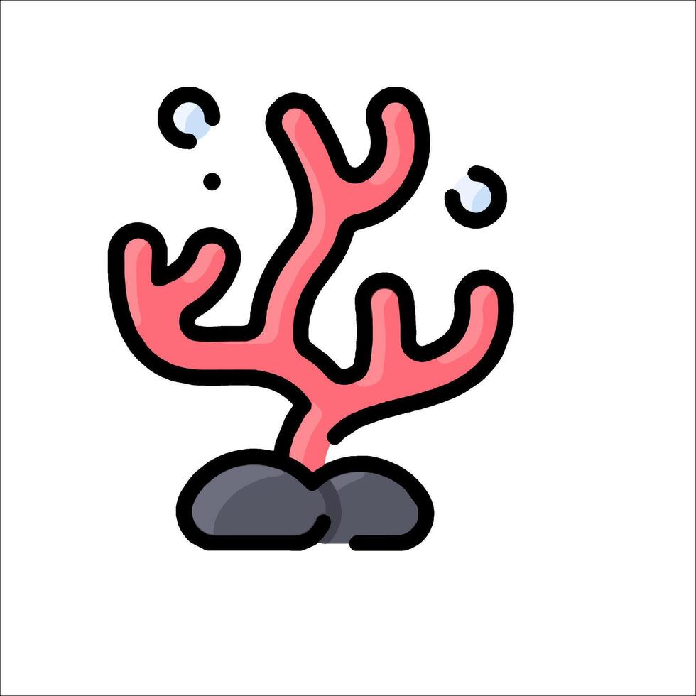 A cartoon red coral on a rock vector