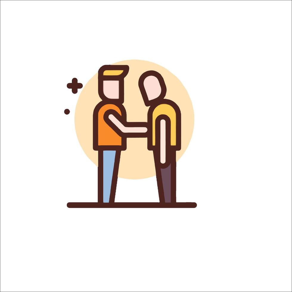 Two people shaking hands with a circle around them vector