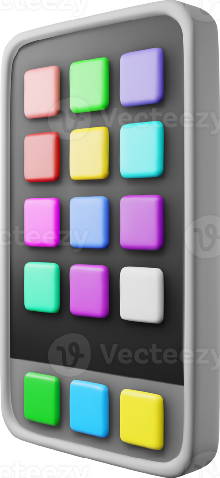 3d smartphone with UI icons png