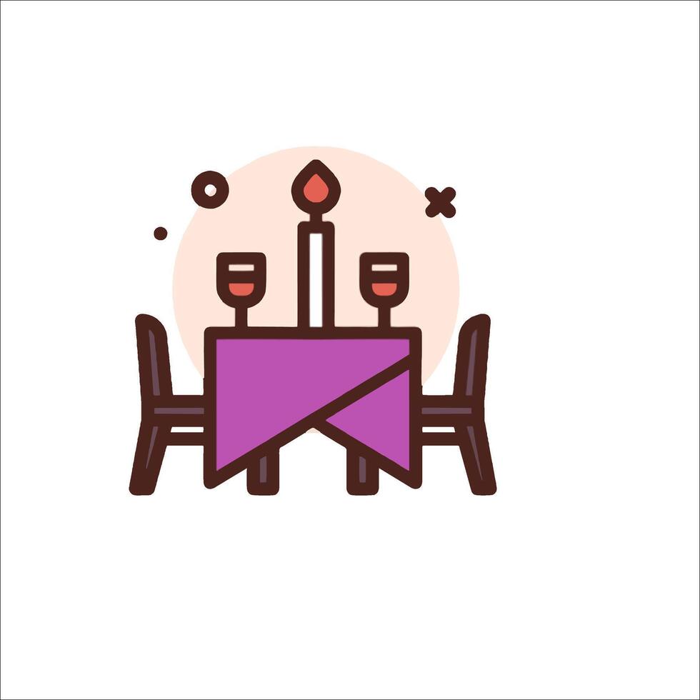 A restaurant table with two chairs and a candle vector