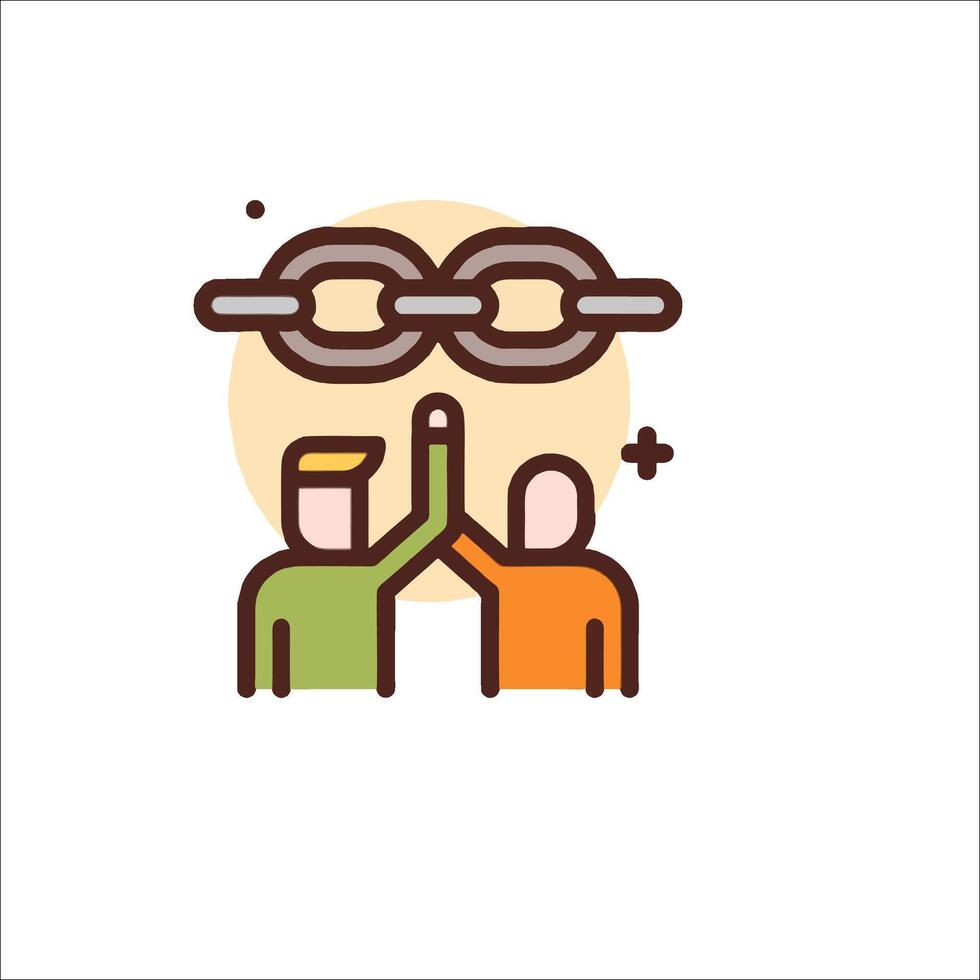Two people holding a chain with a link between them vector