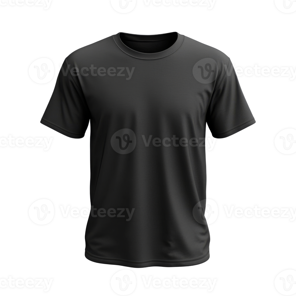 Front view of black plain t-shirt mockup png