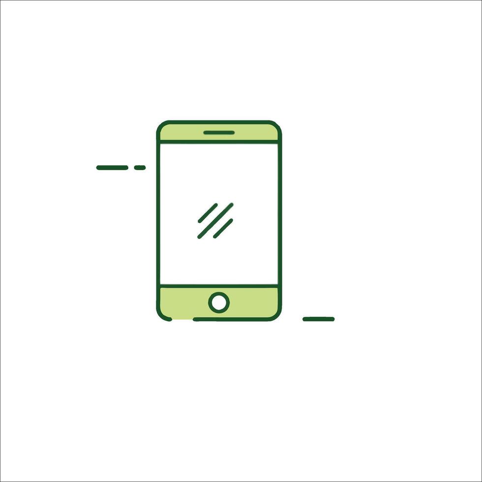 A green phone with a line drawn on it vector