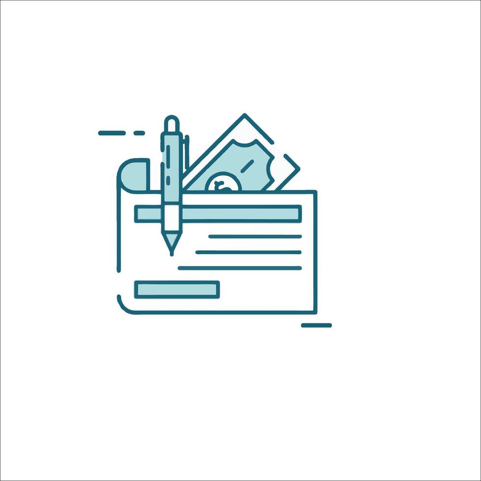A pen and money in a wallet icon vector