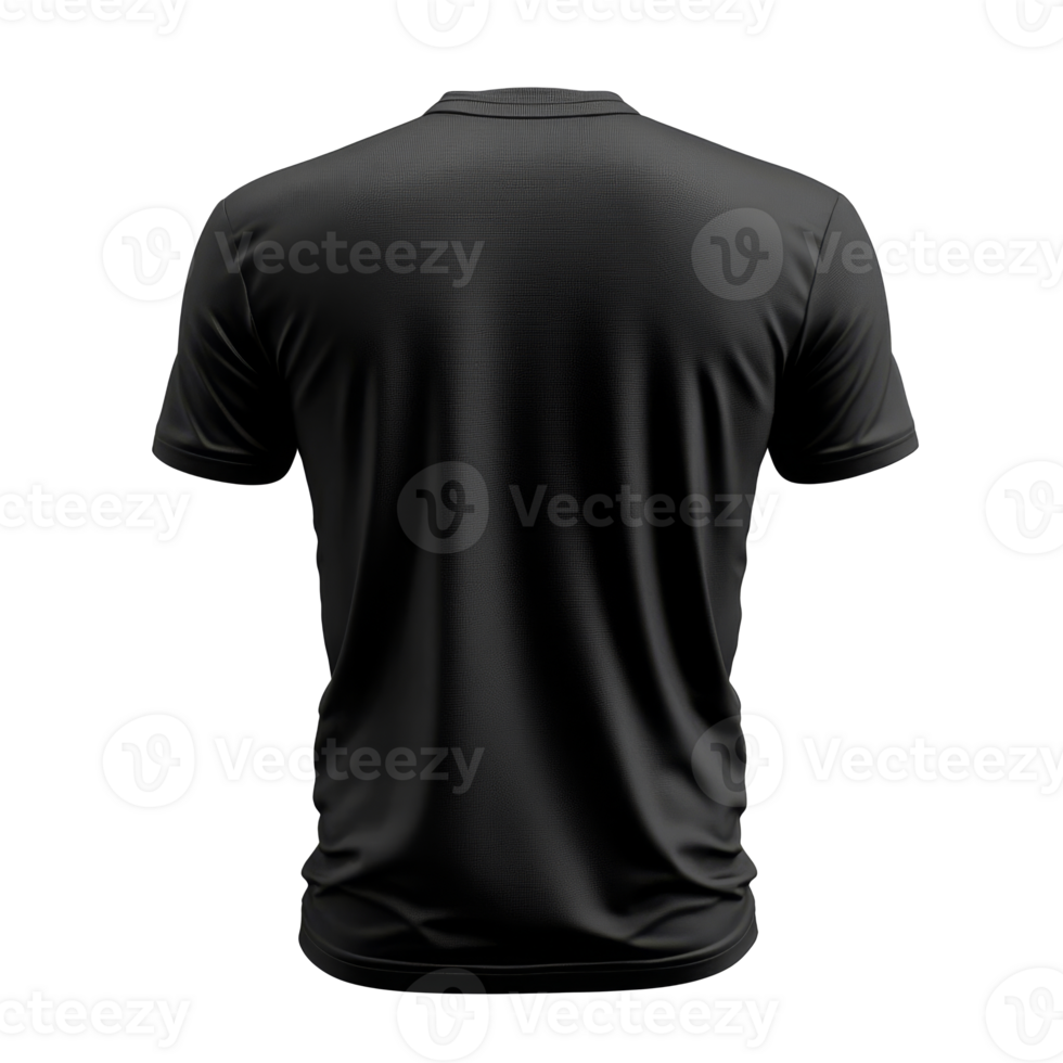 Back view of black plain t-shirt mockup png