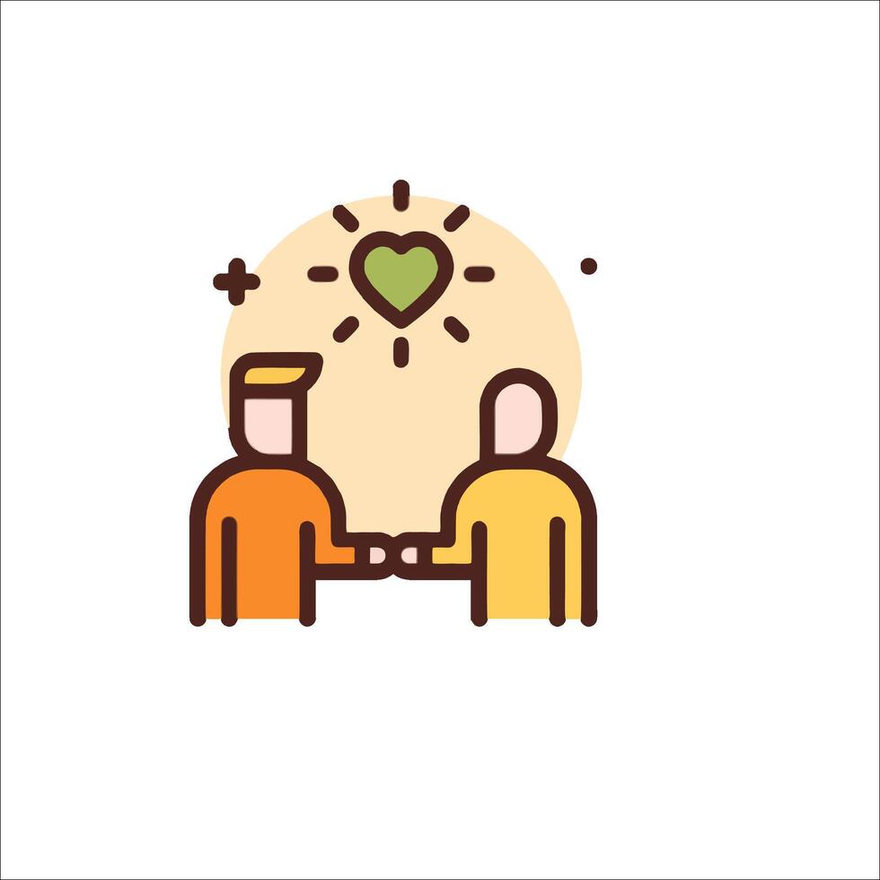 Two people shaking hands with a heart in the middle vector