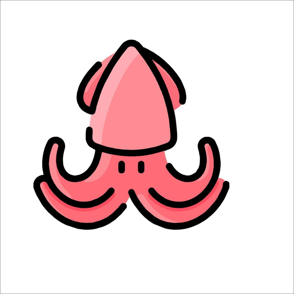 An octopus is shown in a cartoon style vector