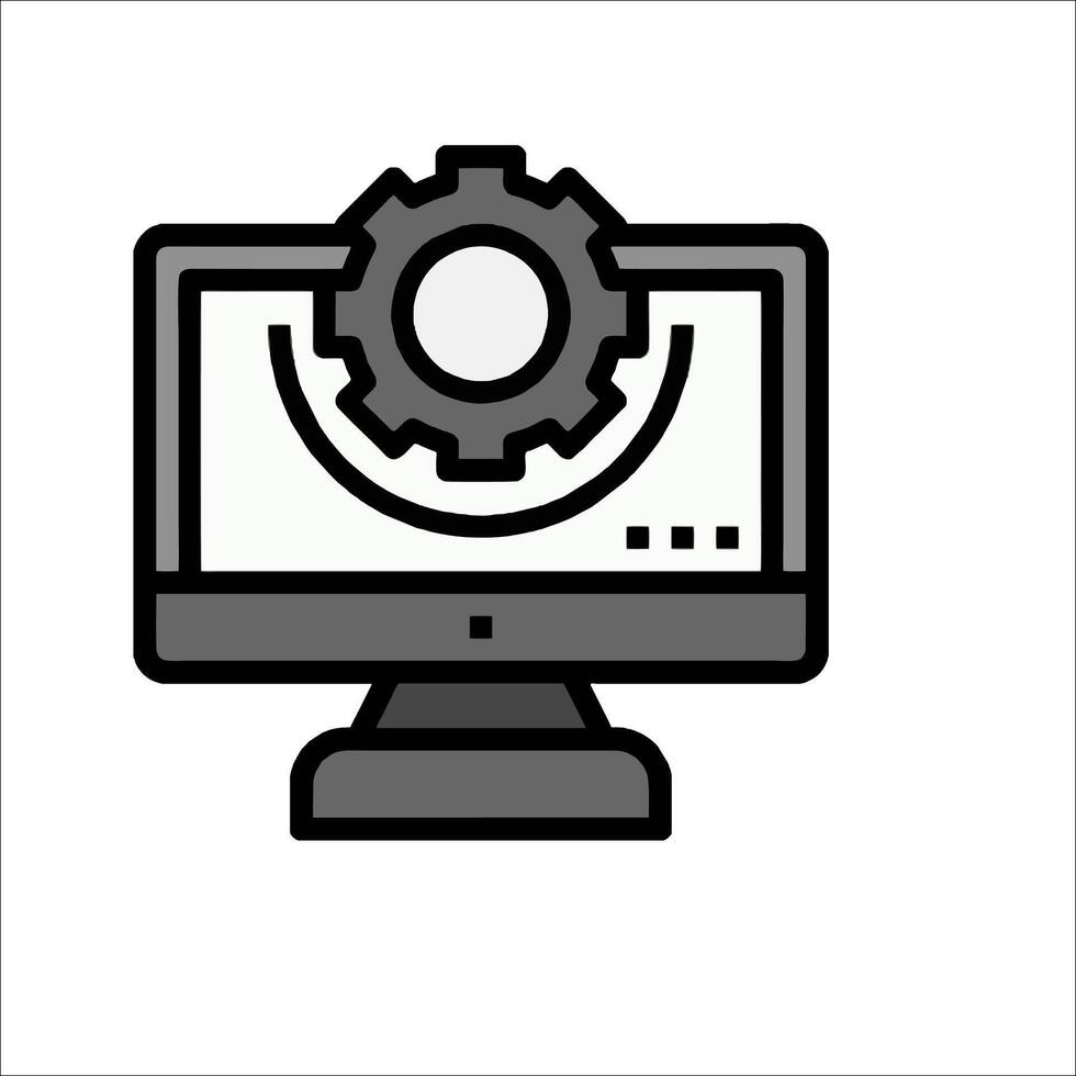 un computadora monitor con un engranaje en eso vector