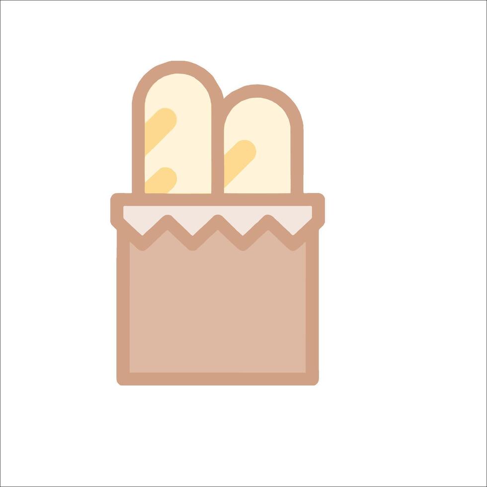 A bag of bread in a paper bag icon vector