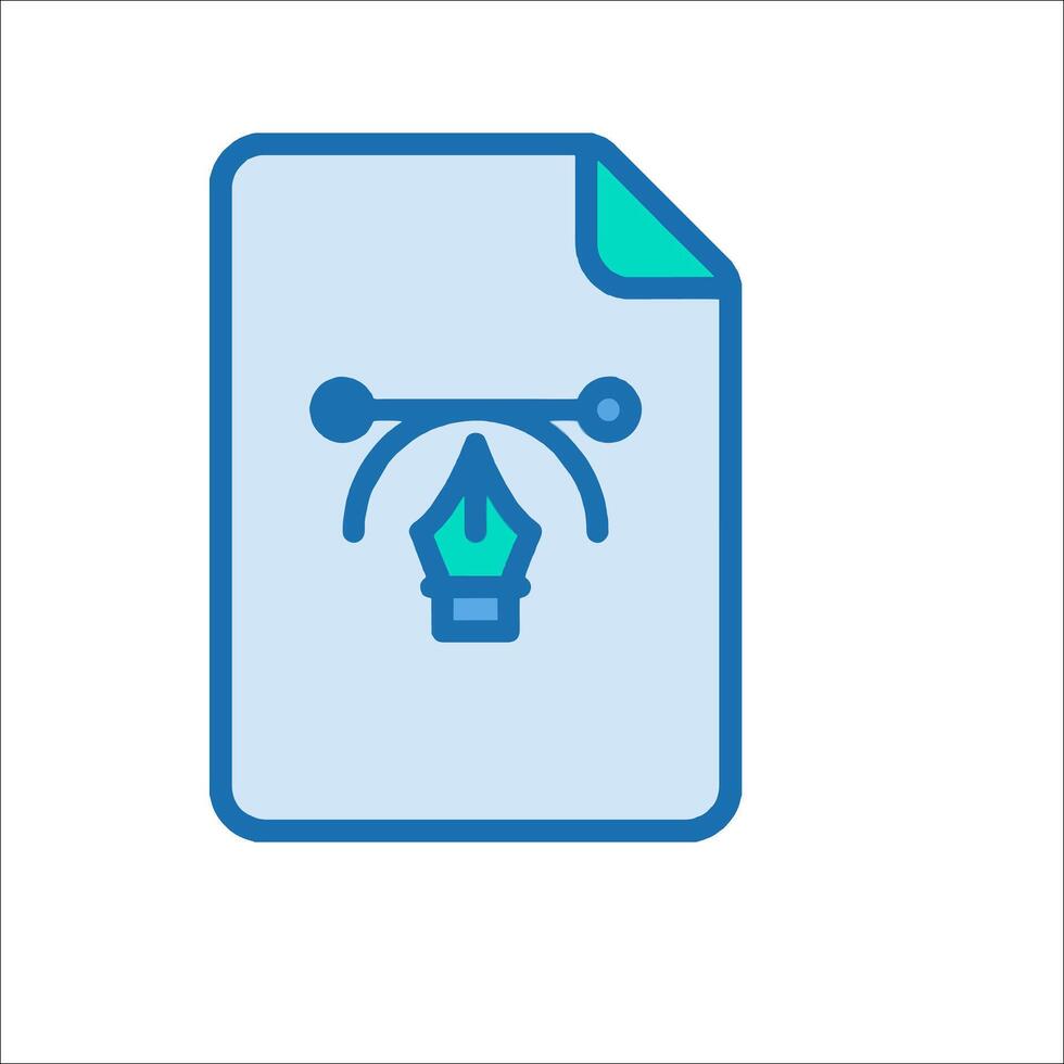 A blue and green icon of a pen and paper vector