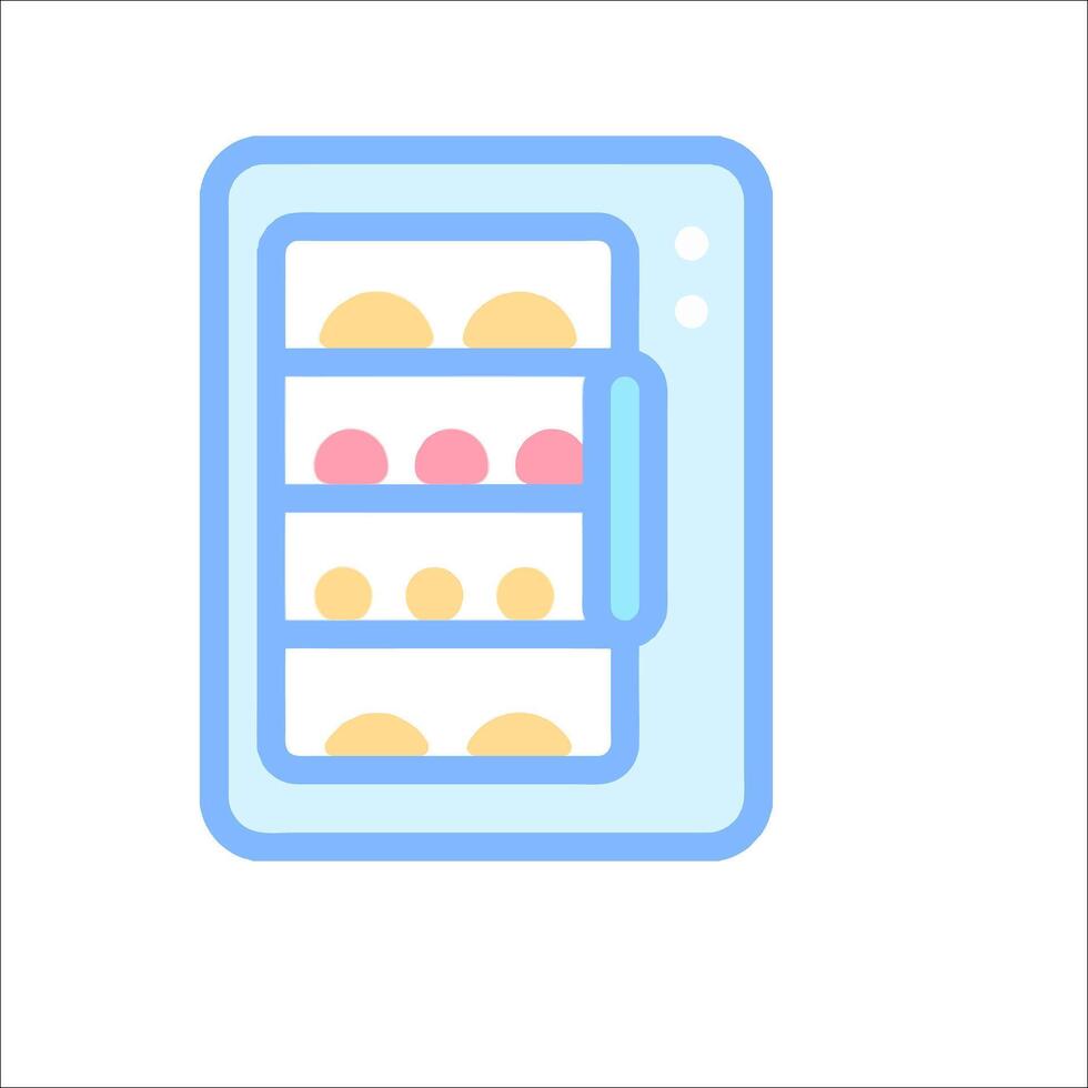 A refrigerator with food inside it on a white background vector