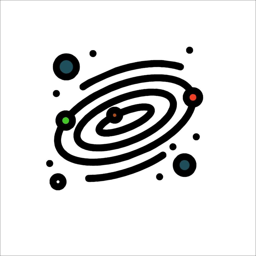 The planet is shown in a flat line style vector
