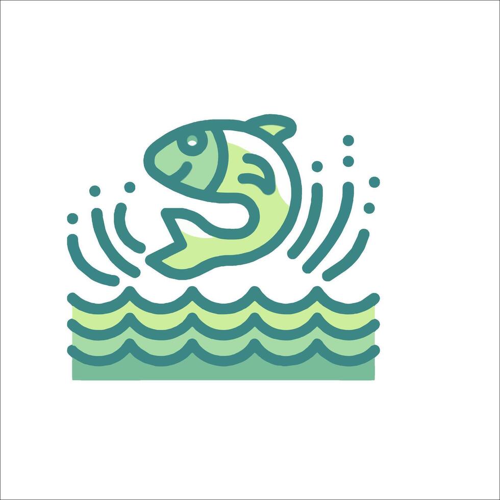 Fish jumping out of the water icon vector