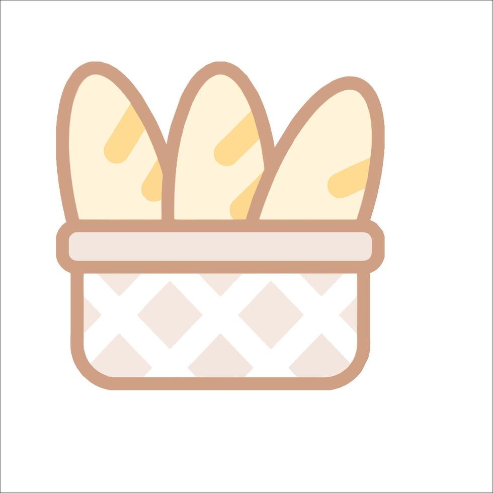 A basket of bread with a white background vector