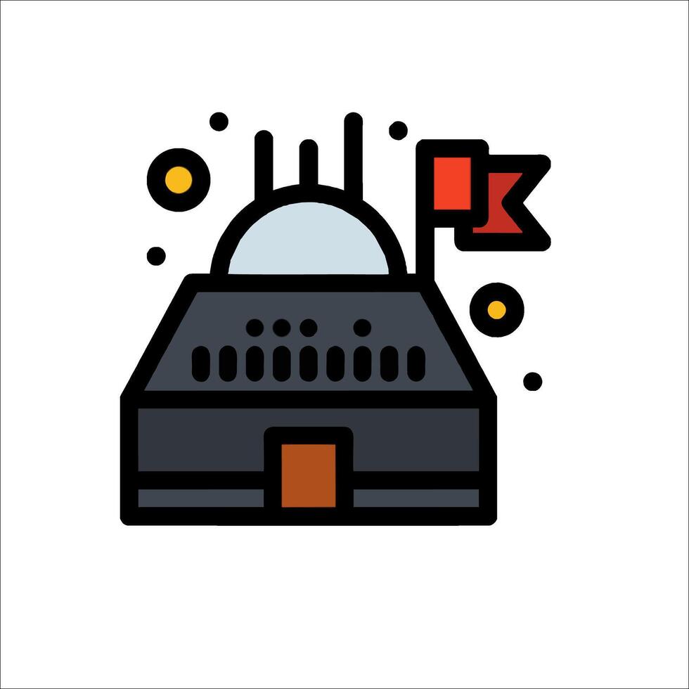 A building with a flag and a flagpole vector
