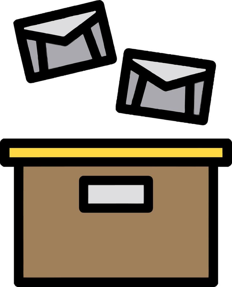 A box with two envelopes flying out of it vector