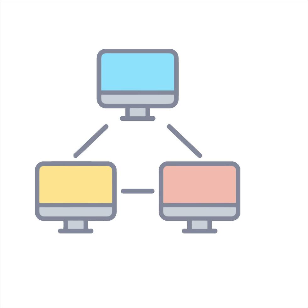 A computer with three monitors and a computer tower vector