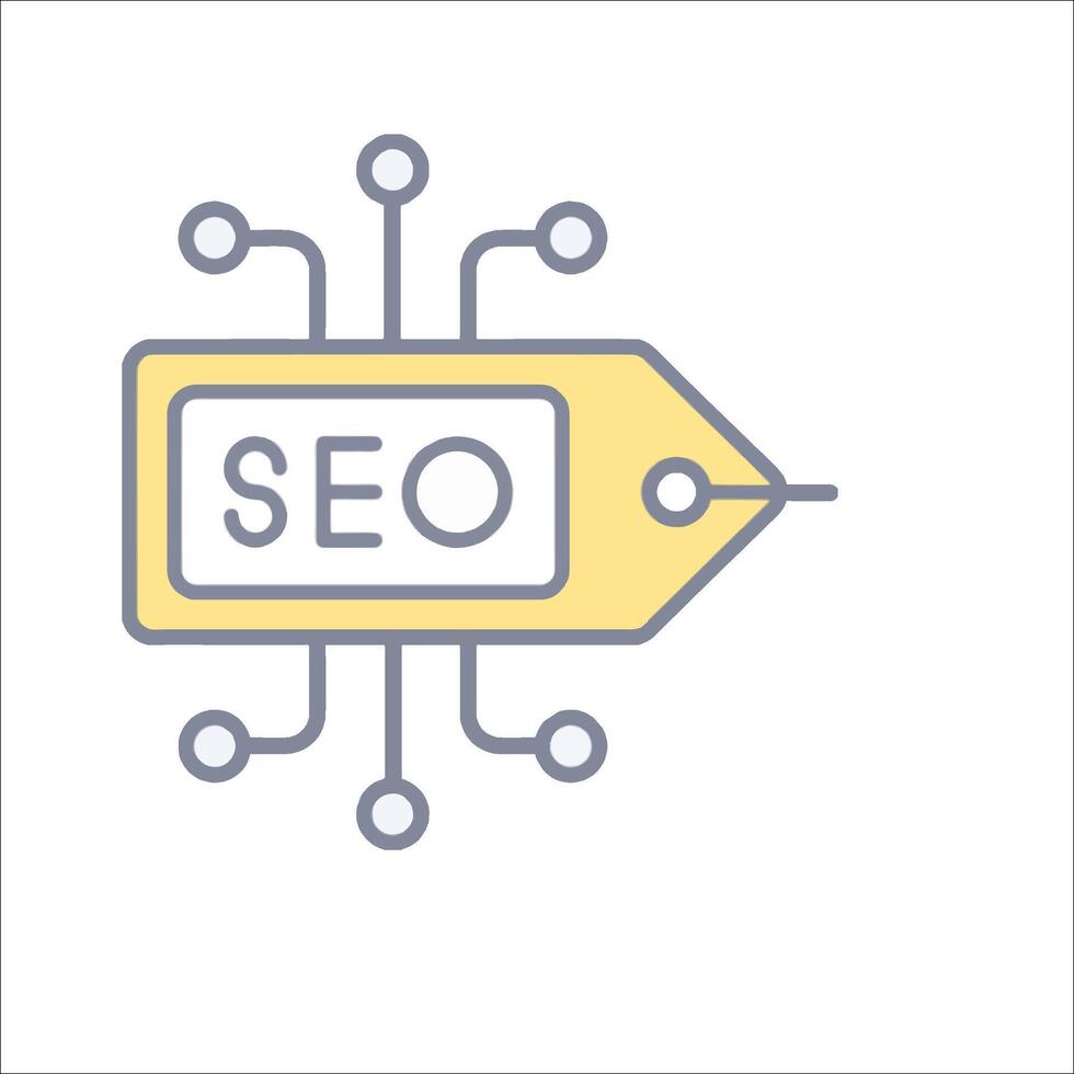 Seo icon with a tag and a line vector