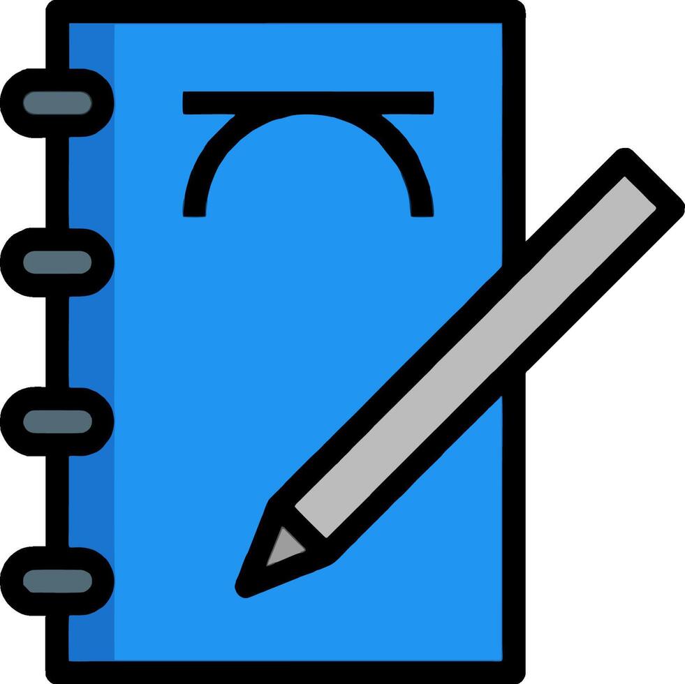 A notebook with a pen and a pencil vector