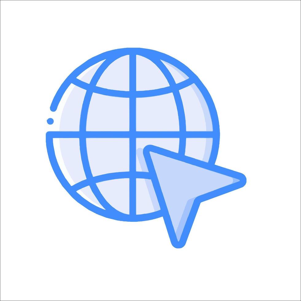A globe with a blue arrow pointing to it vector