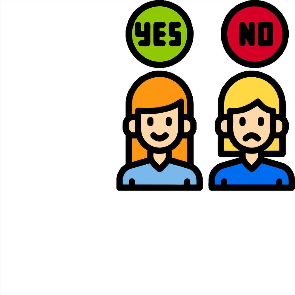 Two people with the words yes and no on them vector