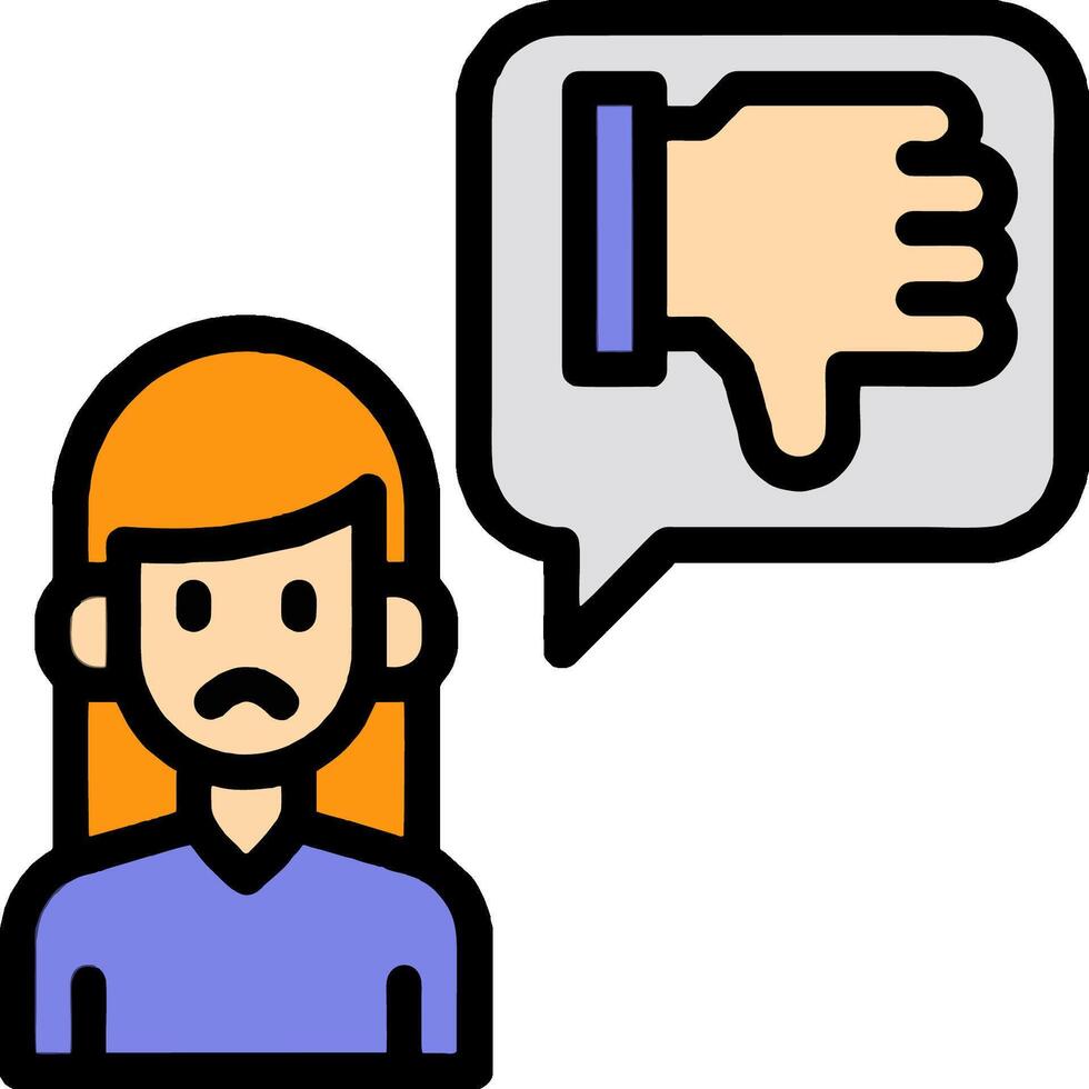 A woman is talking to a person with a thumbs down vector