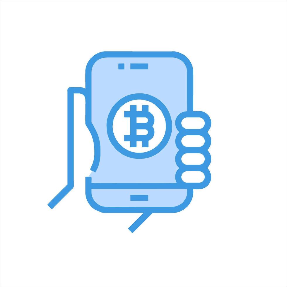 Bitcoin icon on smartphone vector