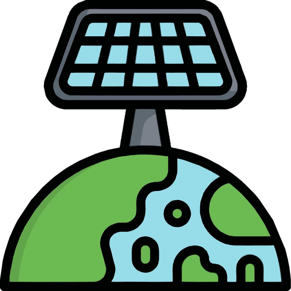 Solar panel on top of the earth vector