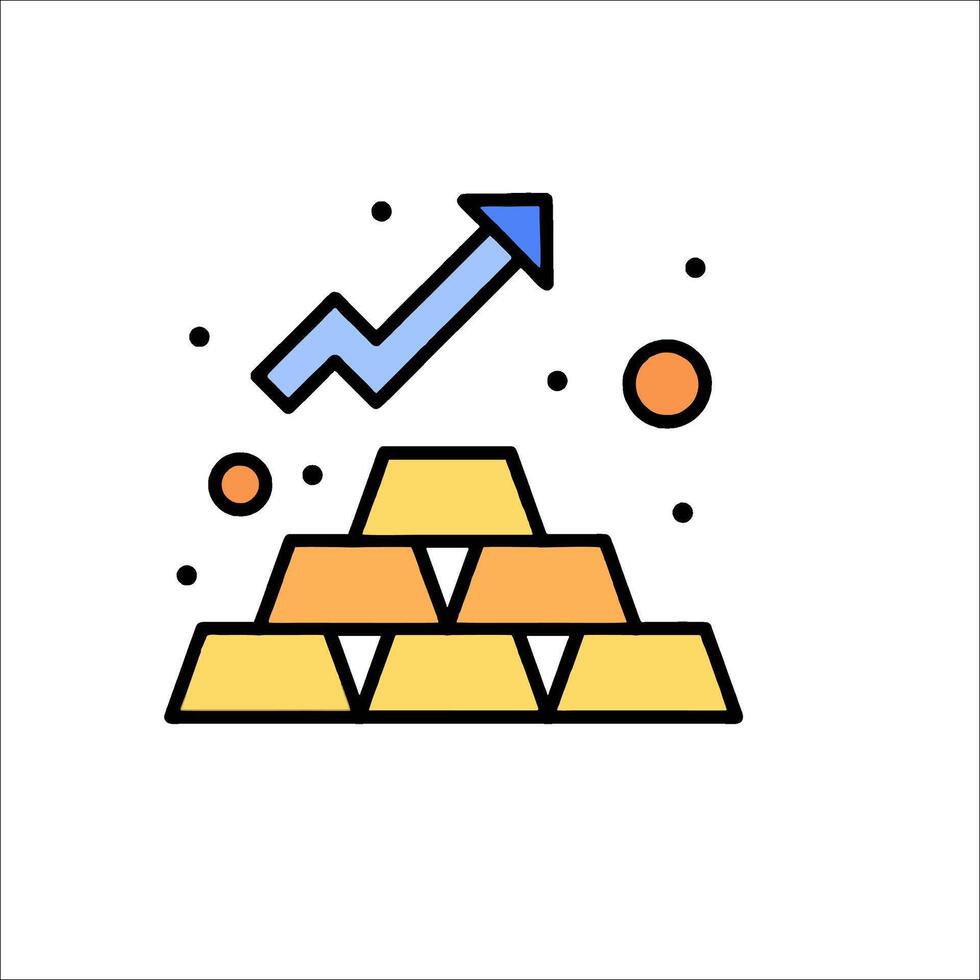 Gold bar icon with arrow and gold bars vector