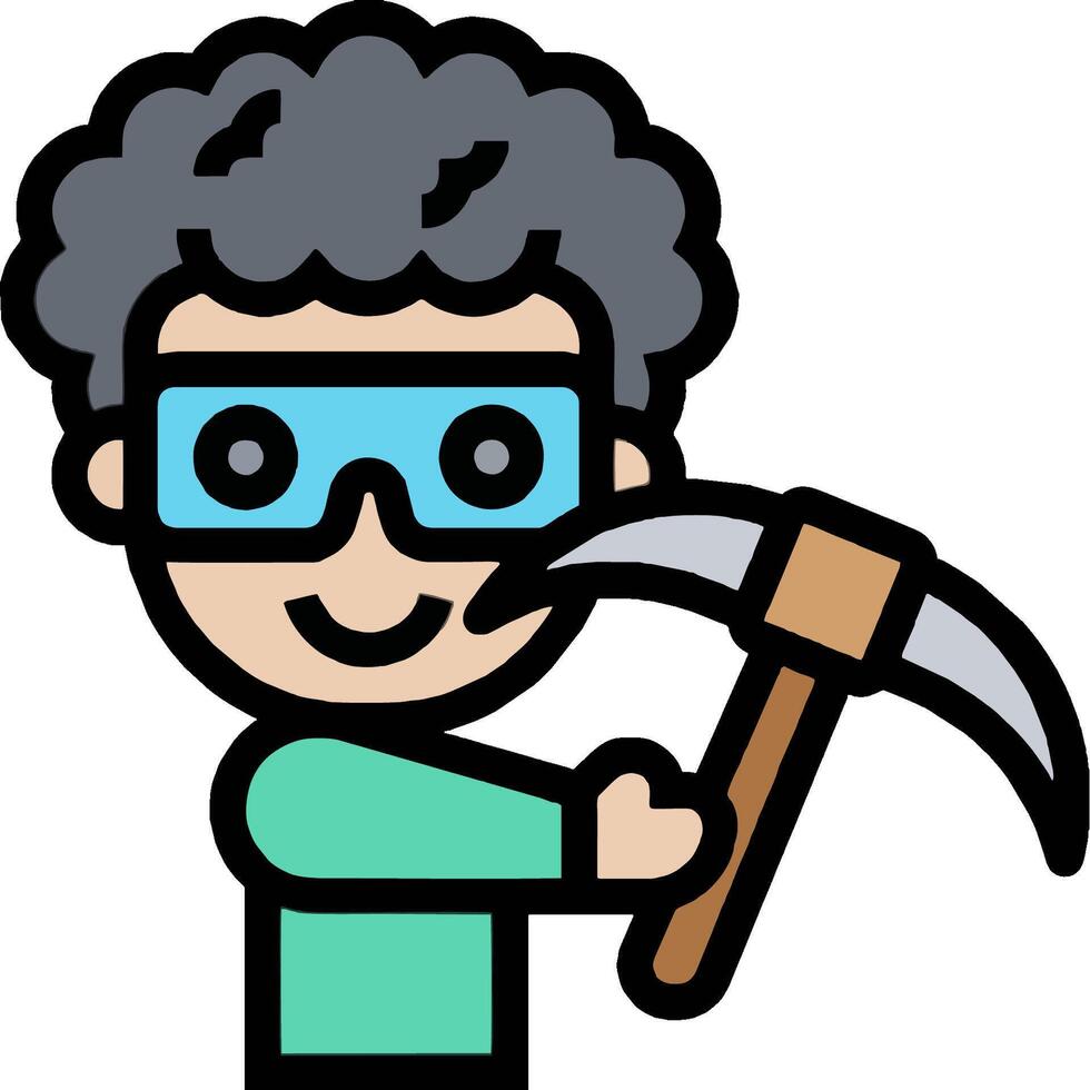 A cartoon man with a pickaxe vector