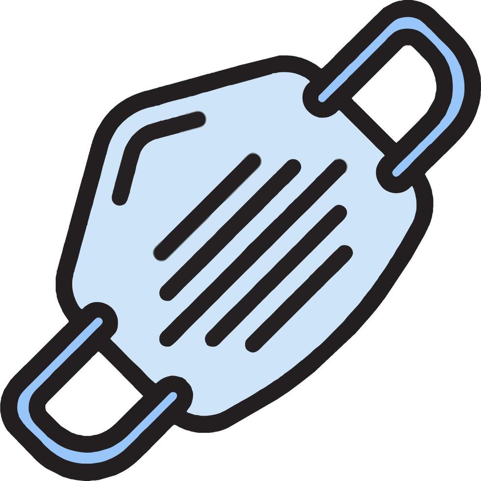 A blue face mask with a chain vector