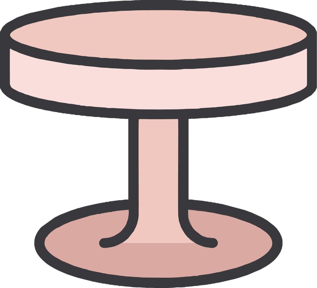 A pink table with a round base vector