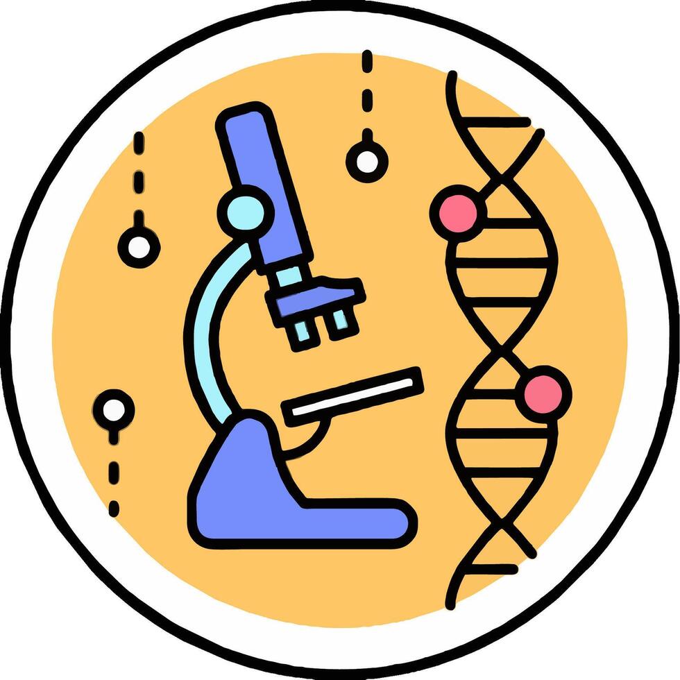 A microscope and dna are in a circle vector