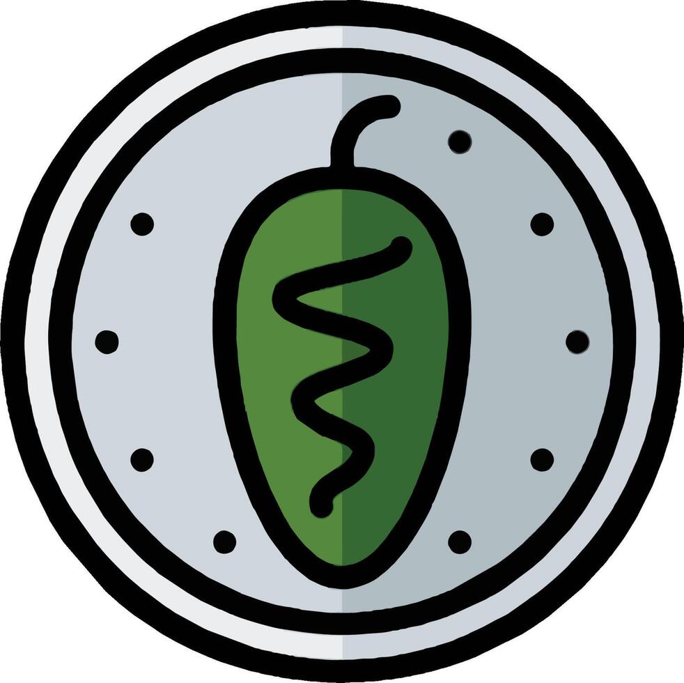 A green pepper in a circle with a clock on it vector